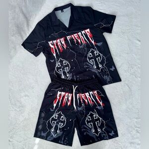 Stay Fierce Black Graphic Men's Set
